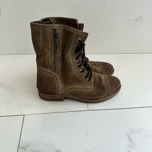 ROAN Affair by Bed Stu Suede Leather Combat Ankle Boots Sz Women's 6